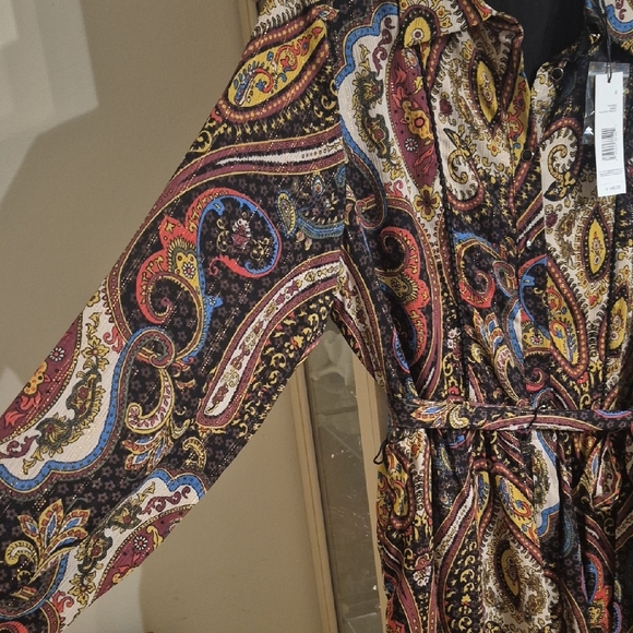 T Tahari Multicolor Paisley Long Sleeve Dress - Picture 8 of 11